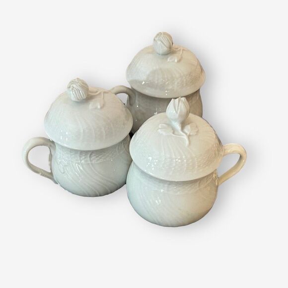 Richard Ginori Vecchio Pots de Creme set of 3 Bianca white - Picture 1 of 9